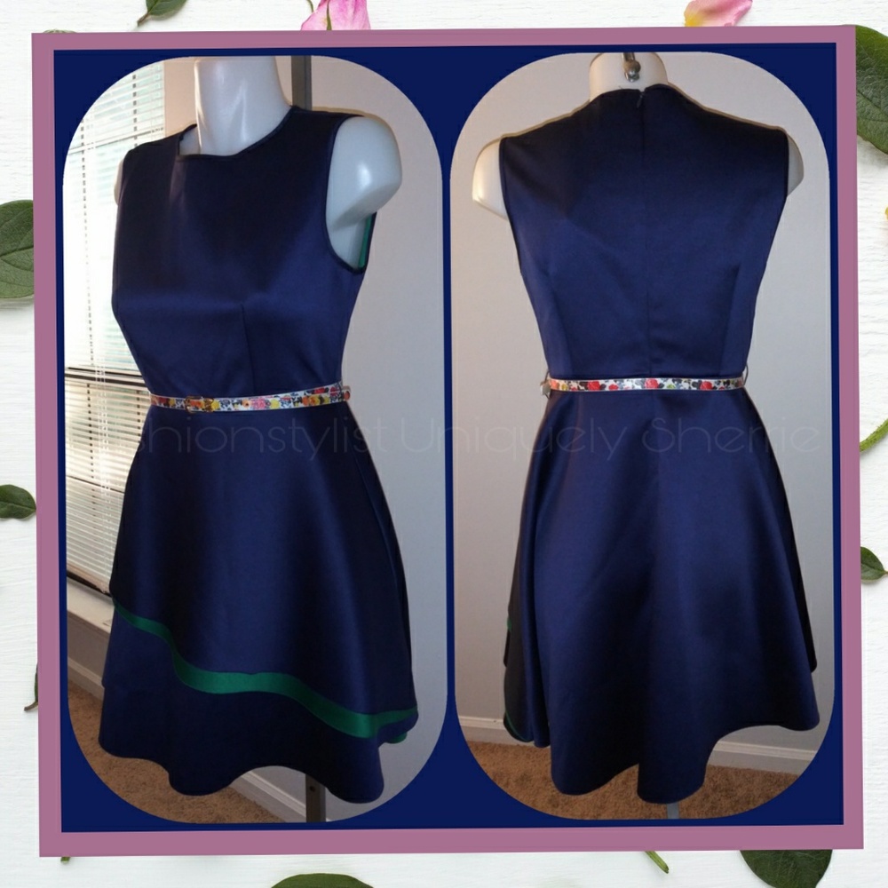 SOLD Blue/Green Fashion Dress - Picture 1 of 8